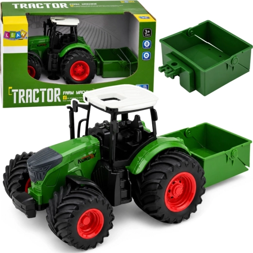 Farmářský traktor s rozmetadlem hnojiva 1:24, zelený, gumová kola