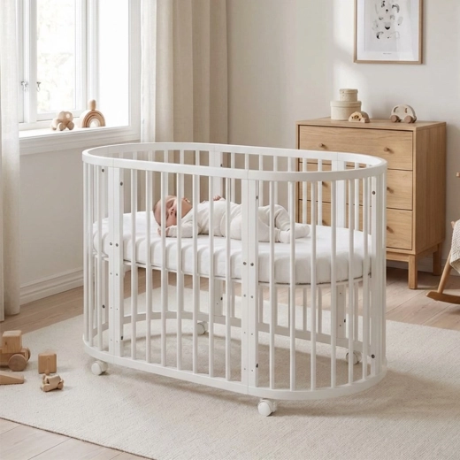 Rostoucí oválná postýlka 3v1 s matrací New Baby bílá
