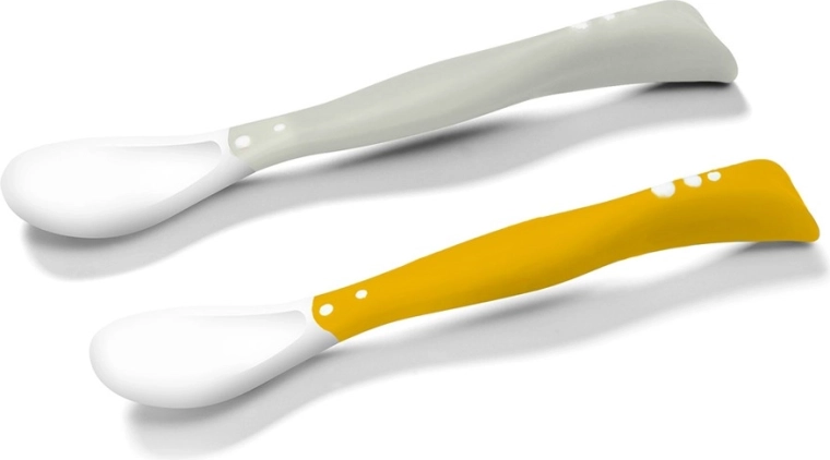 BabyOno flexi lžičky pro děti, 2 ks – šedá/žlutá
