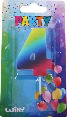 Párty svíčka číslo 4 duhová