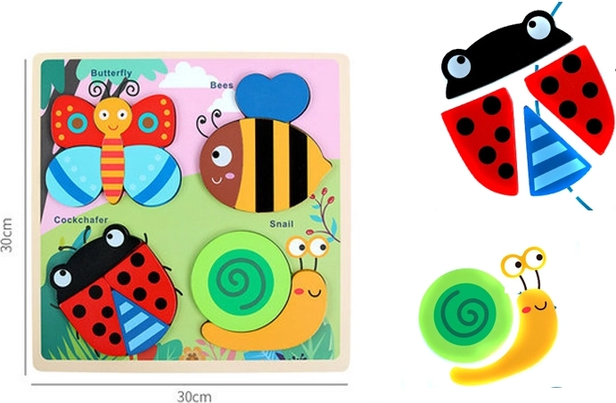 Dřevěné puzzle – hmyzí kamarádi