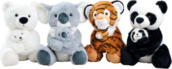 Plyšové divoké zvířátko s mládětem 28 cm – panda, koala, tygr nebo lední medvěd