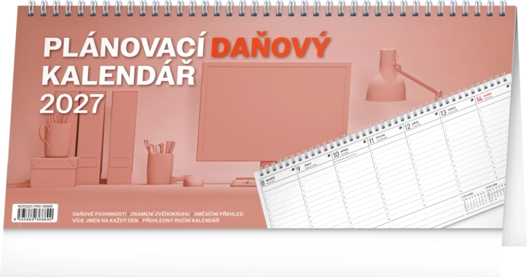 Notique plánovací daňový stolní kalendář 2027 33 × 14,5 cm