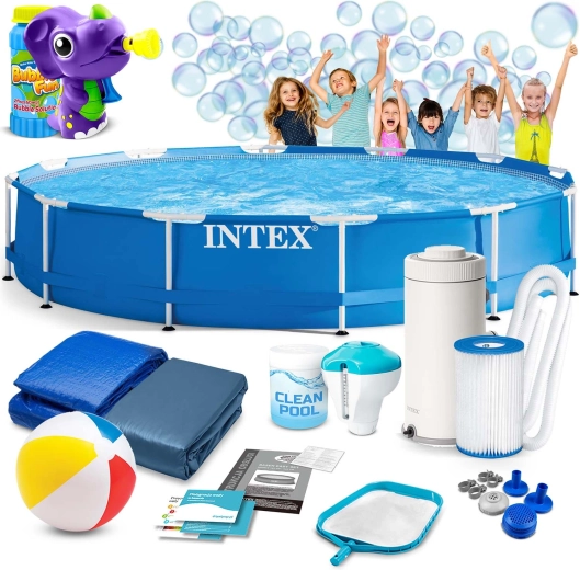 Zahradní rámový bazén 366 × 76 cm set 16v1 INTEX + výrobník bublin zdarma