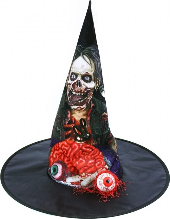 Klobouk na Halloween s mozkem a okem