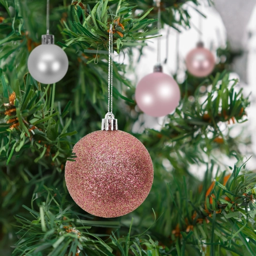 Sada vánočních ozdob na stromeček rose gold, 16 ks, 3–6 cm