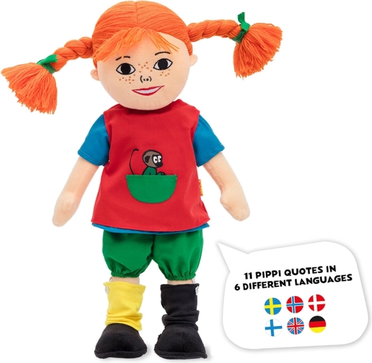 Měkká mluvící panenka Pippi Longstocking 40 cm