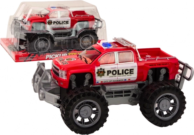 Policejní terénní pickup – červené auto na setrvačník