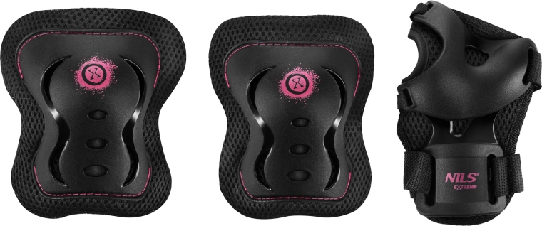 Sada chráničů na brusle a koloběžku NILS Extreme H320 Fly – Růžová