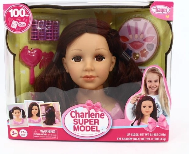 Bayer Charlene Super Model stylingová hlava brunetka s doplňky