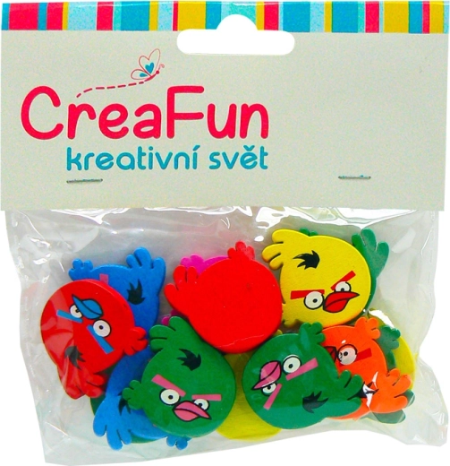 Angry Birds dřevěné dekorace 15 ks, průměr 25 mm