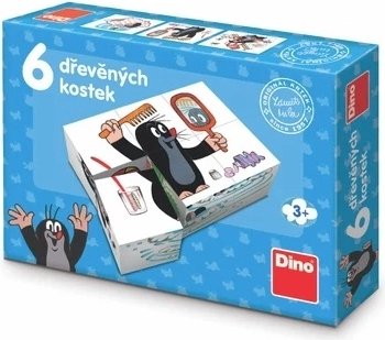 Dino dřevěné obrázkové kostky KRTEČEK 6 ks