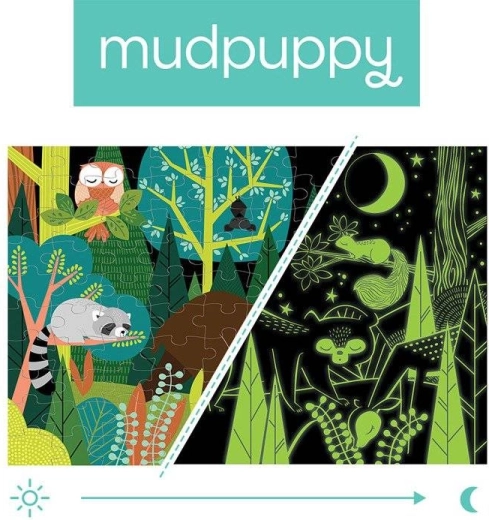 Mudpuppy - puzzle Svítící v Temnotě Lesní svět 100 dílků