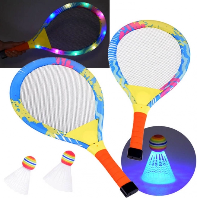 Svítící badmintonové rakety pro zábavu
