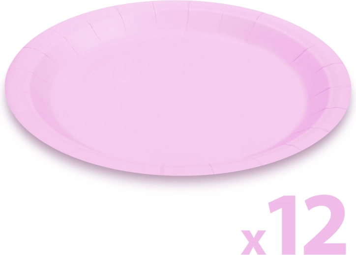 Sada papírových talířů růžová 23 cm, 12 ks