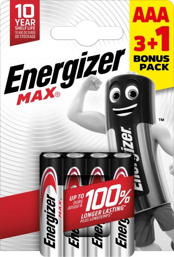 Energizer Max AAA alkalické baterie 4 ks (3+1 zdarma)