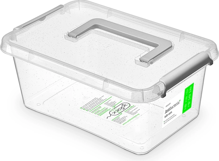 Antibakteriální úložný box s víkem a rukojetí 4,5 l