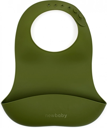 Silikonový bryndák New Baby olivově zelený