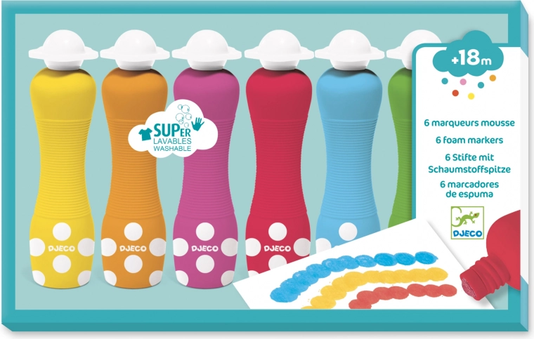 Djeco pěnové barvy s houbičkovým aplikátorem pro děti