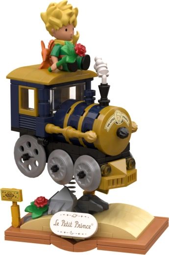 Ikonický vláček na knižním podstavci