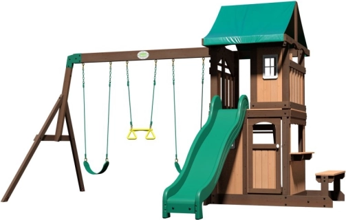 dřevěné hřiště BACKYARD DISCOVERY Lakewood se skluzavkou, houpačkami a domečkem