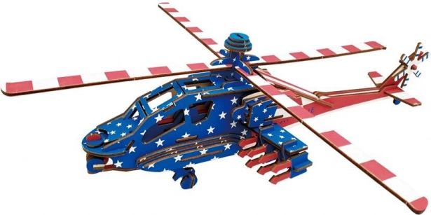 Dřevěné 3D puzzle Americký bojový vrtulník Apache