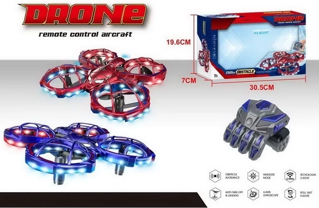 Mini R/C dron se dvěma koly a LED světlem
