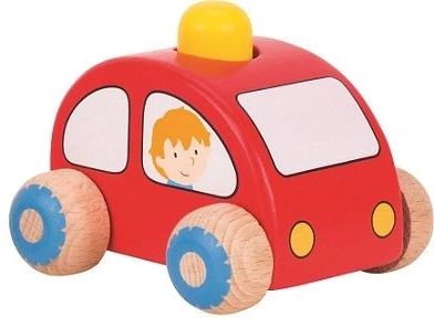 Dřevěné autíčko s houkačkou