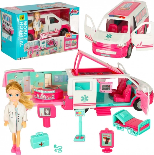 Mobilní ambulantní nemocnice s panenkou a příslušenstvím