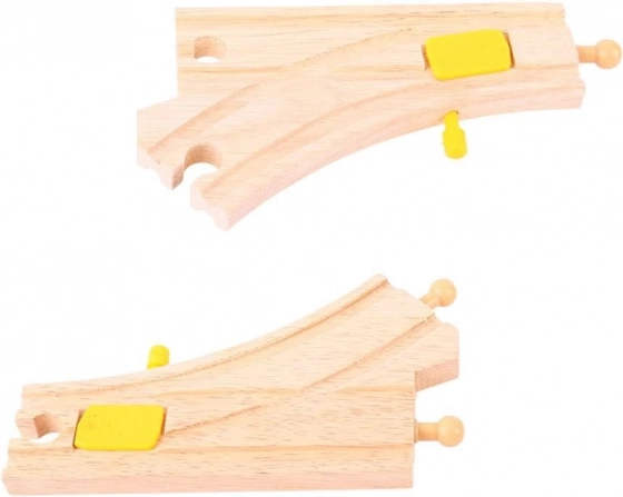 Dřevěná Přehazovací Výhybka pro Vláčkodráhy Bigjigs Rail 2 Ks