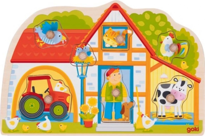 Dřevěná vkládačka farma GOKI