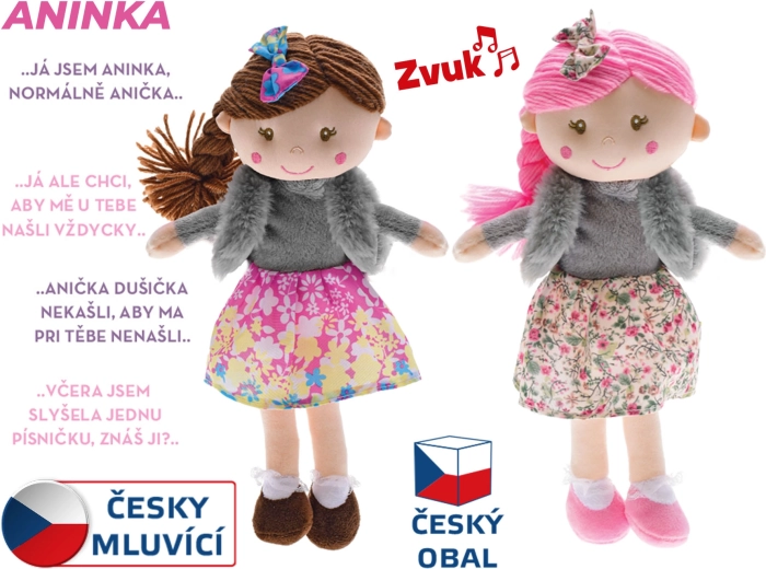 Mluvící hadrová panenka Aninka 30 cm