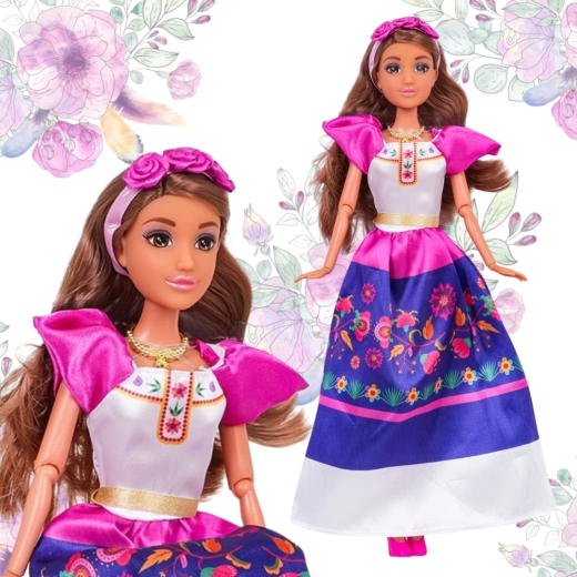 Tradiční mexický outfit s květinovým motivem