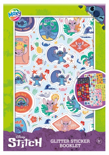 Moxy třpytivé samolepky Stitch – blok samolepek A5