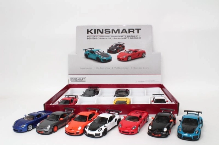 Porsche kovový model auta 13 cm s otevíracími dveřmi a pohonem pull-back