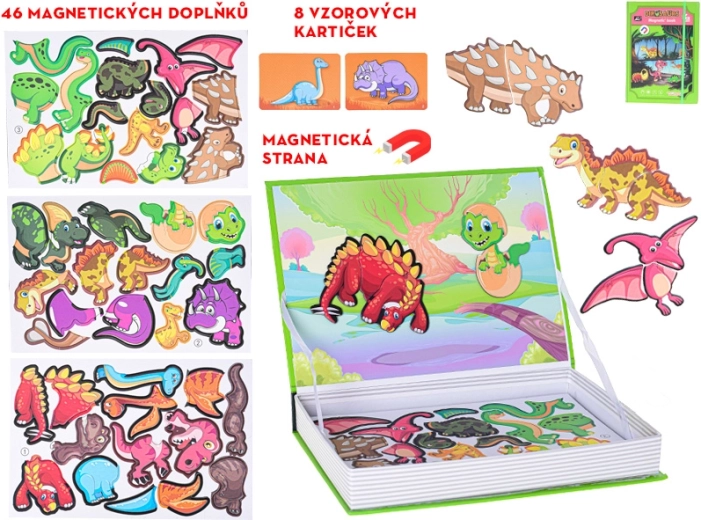 Magnetická kniha dinosauři (46 dílků + 8 kartiček)