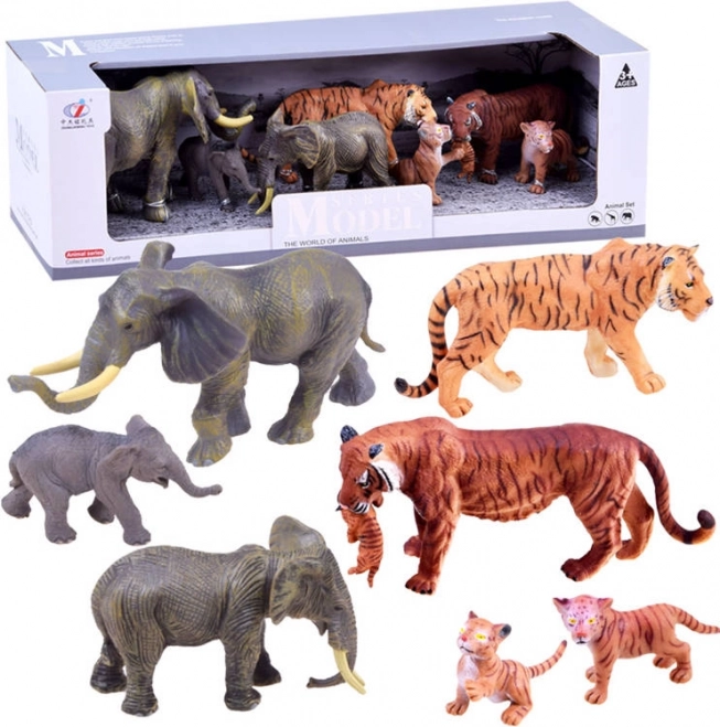 Sada figurek safari – zvířata – Tygrys + slon