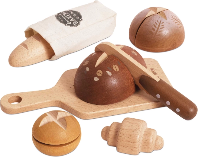 Dřevěná sada pečiva ke krájení s nožem Le Toy Van