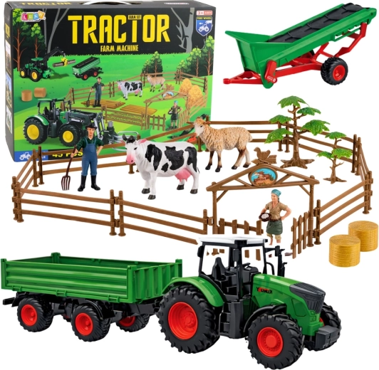 Velká farma – traktor s přívěsem, zvířata a farmáři, 45 dílů