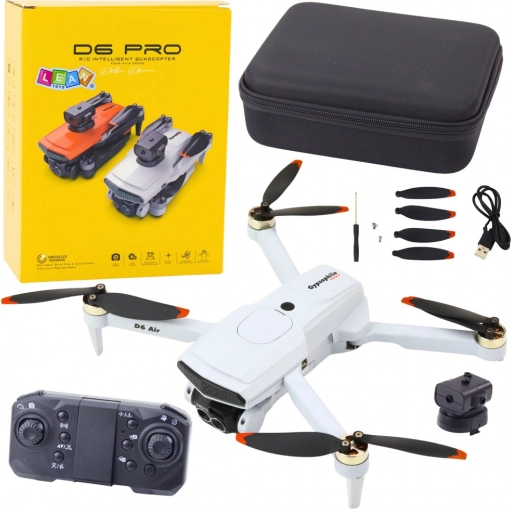 Dron D6 Pro s kamerou a LED osvětlením, ovládání aplikací – Jasnošedá