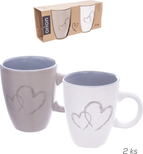Sada 2 keramických hrnků Double Love srdce 140 ml