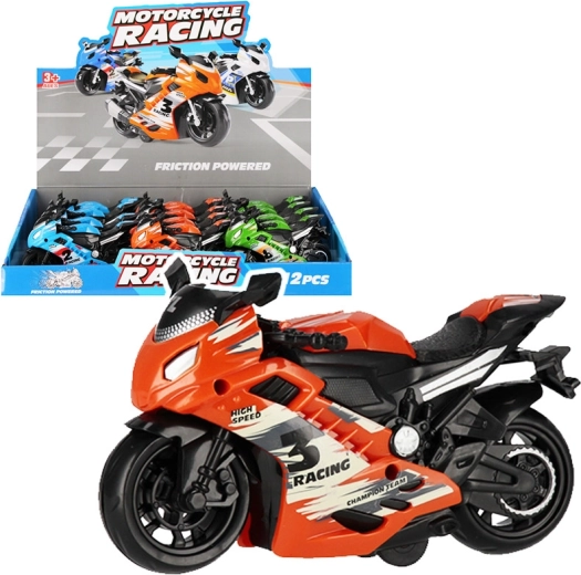 Barevná závodní motorka – hračka pro děti 14 cm