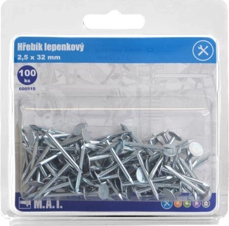 Hřebíky lepenkové zinkované 32 × 2,5 mm (100 ks)