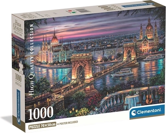 Clementoni puzzle Compact světla na Dunaji 1000 dílků