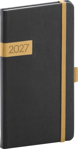 Notique kapesní diář Twill 2027 černo-zlatý 9 x 15,5 cm