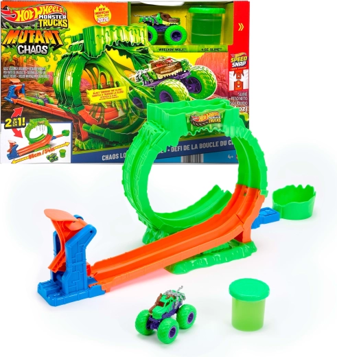 Hot Wheels Monster Trucks mutant chaos výzva smyčka chaosu se slizem a autíčkem Wreckin' Wolf