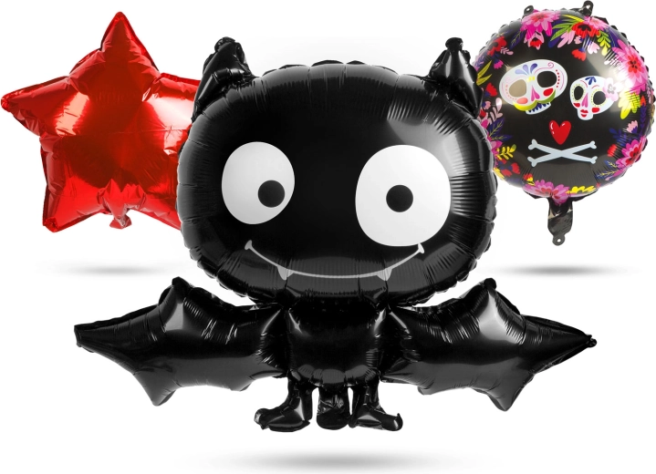 Sada halloweenských fóliových balónků netopýr - 5 kusů