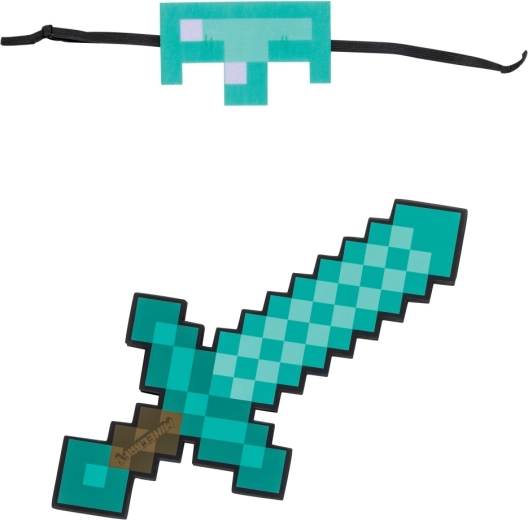 Minecraft kostýmový set: maska a pěnový diamantový meč Steve