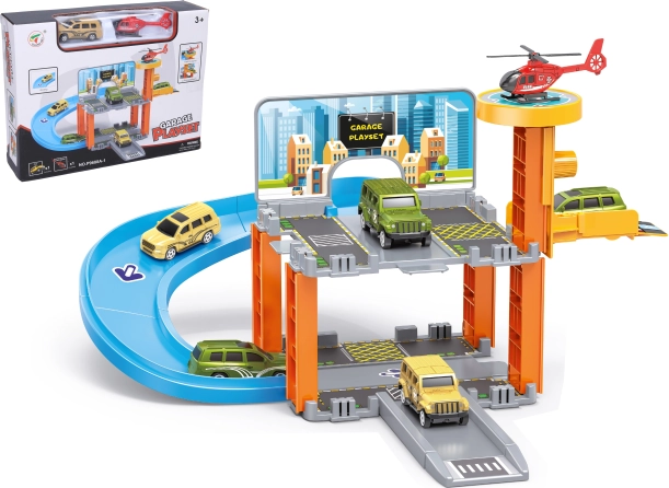 Parkovací stanice s garáží a heliportem 34,5 × 39,5 × 20 cm