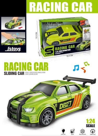 Závodní auto zelené se světelnými a zvukovými efekty 16 cm